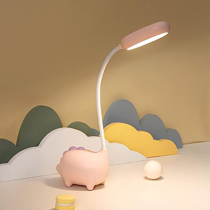 🌻Unique Dinosaur Desk Lamp LED Night Light for Kids Wireless Charging Student Learning Eye Protection Lamp USB Rechargeable Home Bedroom Study Desk Room Decoration Lamp is the Teens Girls Best Gift